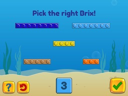 Match numbers up to 10 to different length brix Math Game